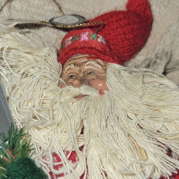 BRN VNT Sking Santa Claus Fair Isle Ornament Christmas Folk Art Rustic O… - Picture 3 of 5
